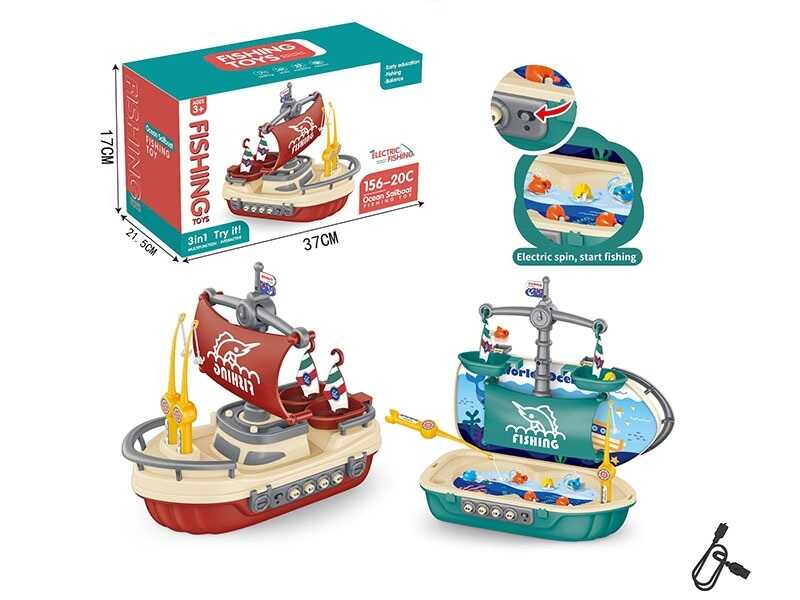 Риболовля 156-20 C (16) 2 кольори, пісні та казки англ. мовою, мелодії, звуки тварин, 2 вудки, ваги, від батарейок та мережі, в коробці