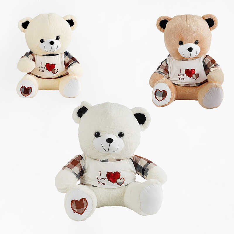 М`яка іграшка M 17382 (30) 3 кольори, “Ведмідь”, висота у сидячому положенні 50 см, у пакеті, ВИДАЄТЬСЯ ТІЛЬКИ МІКС ВИДІВ