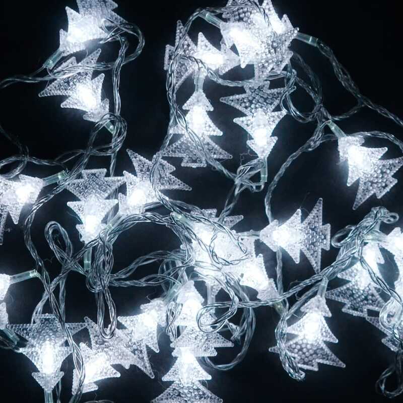 Гірлянда C 23454-41 (100) “Ялинка”, 28 лампочок, 5 метрів, біла, від мережі 220 В, в пакеті