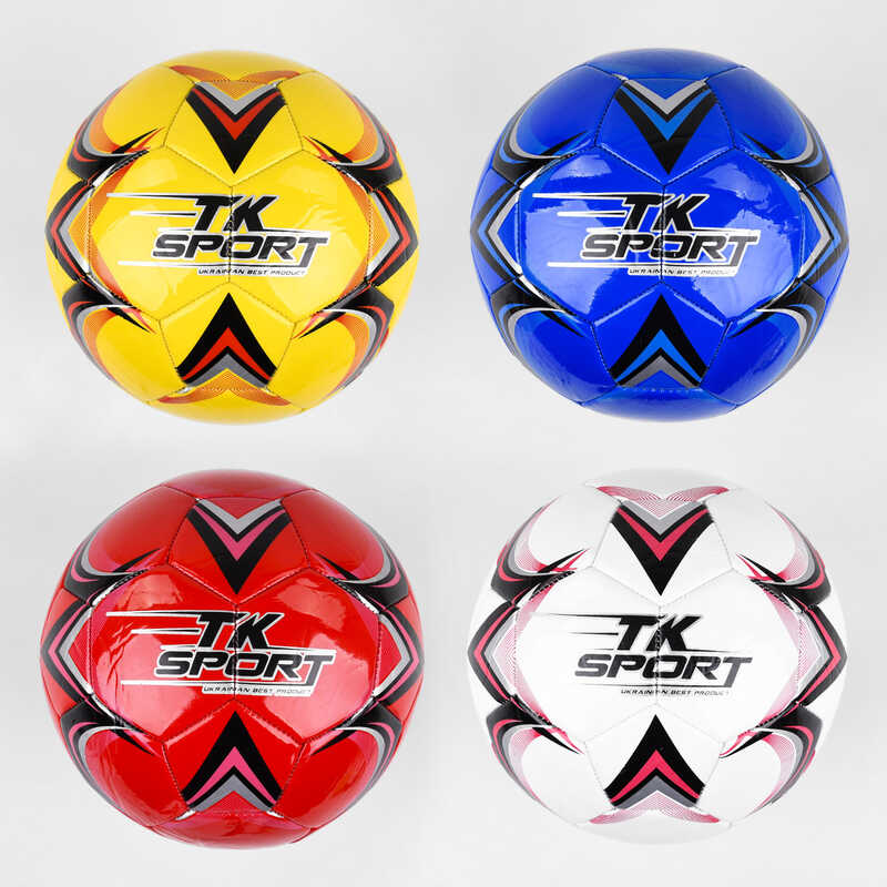 М'яч футбольний C 44455 (60) "TK Sport", 4 види, вага 330-350 грамів, матеріал м'який PVC, балон гумовий