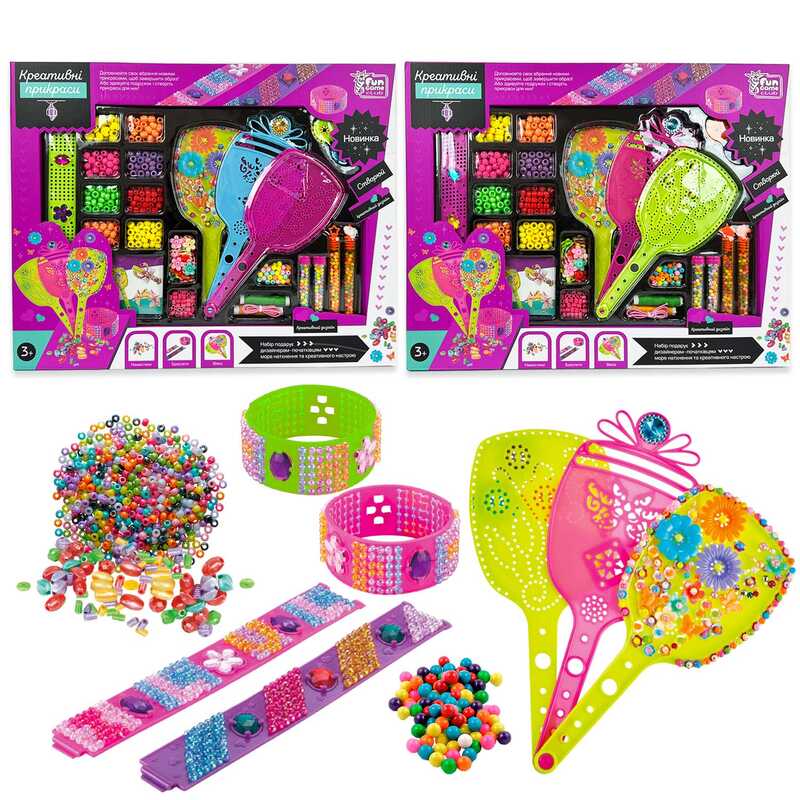 гр Креативні прикраси 90380 (24/2) "4FUN Game Club", 2 види, віяло, браслети, аксесуари, намистини, в коробці