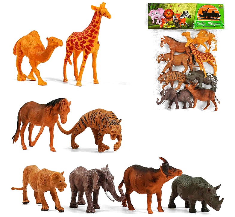 Набір тварин 10369 , 2в1 , дикі та свійські тварини , 8 шт., в пакеті
