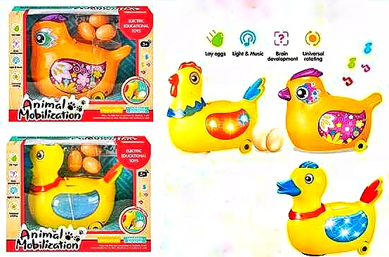 Іграшка музична 2300 , мікс видів, “Курка”, несе яйця, звук, підсвічування, колесо вільного ходу, в коробці