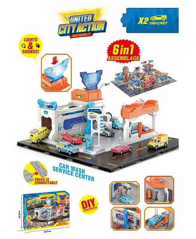 Автомийка SK 6604 (18) звук, підсвічування, 2 машинки, рухливі елементи, наліпки, в коробці