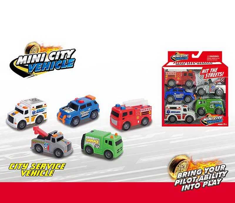 Набір машин MY 102 (48/2) 5 штук, пожежна машина, сміттєвоз, евакуатор, поліційна машина, швидка допомога, в коробці