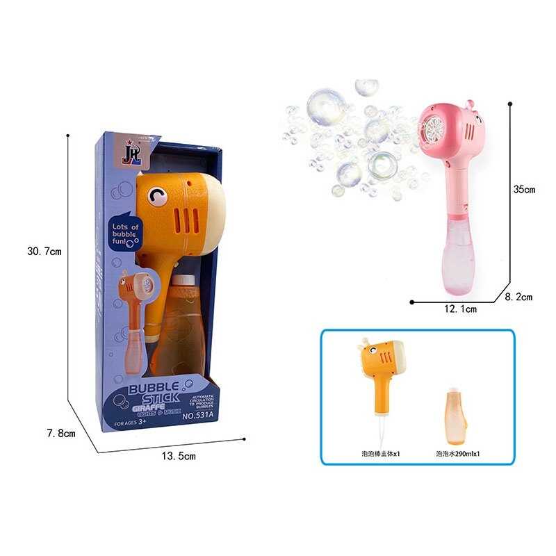 Пістолет з мильними бульбашками 531 A (36) 2 види, підсвічування, мелодія, 2 режими, пляшечка з мильним розчином, автоматичний, в коробці