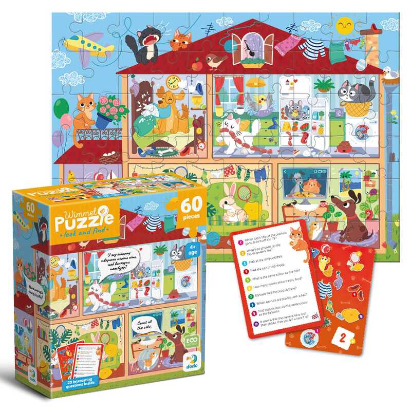 гр Вімельпазл "Улюбленці вдома" 300661 (32) "DoDo", 60 елементів, картки із завданнями, в коробці