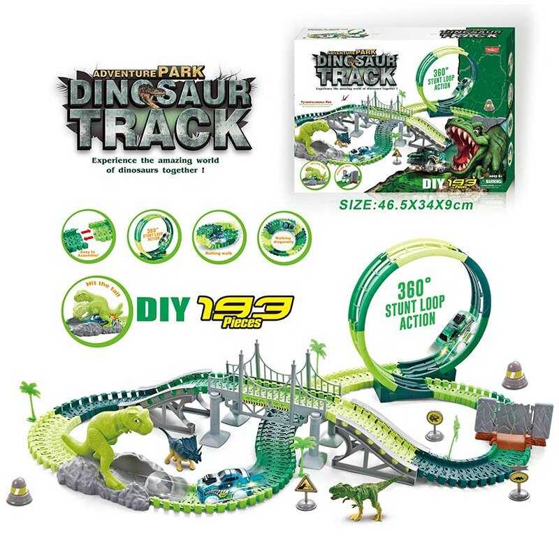 Трек 365 (18/2) світло, дино майданчик, 193 елементи, довжина треку 395 см, аксесуари, в коробці