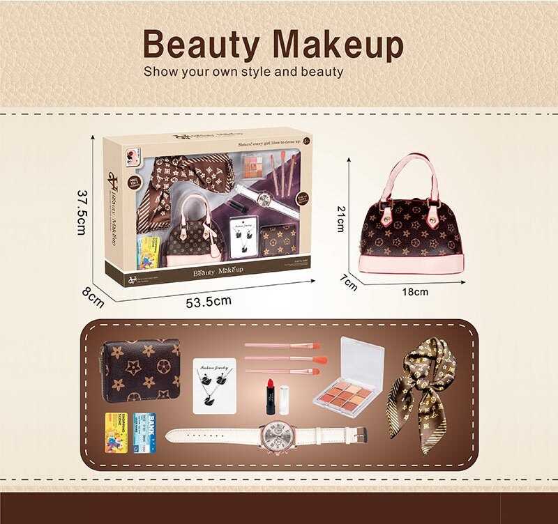 Набір косметики S 1 (24) губна помада, тіні для повік,пензлики для макіяжу, прикраси, годинник, шарф, гаманець, сумочка в коробці