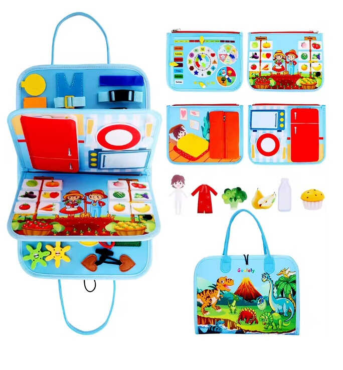 Логічна папка C 73102 (40) фетрова, елементи на липучках, застібки, годинник, дні тижня, продукти, овочі, фрукти, в пакеті