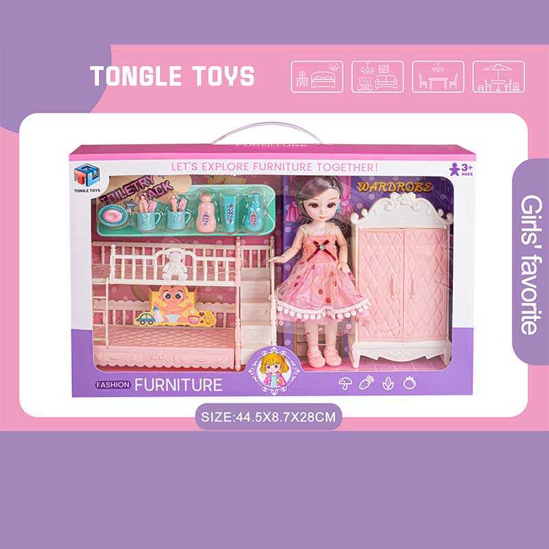 Лялька 6688-15 (24) 22 см, імітація скляних очей, шарнірні суглоби, аксесуари, меблі, в коробці