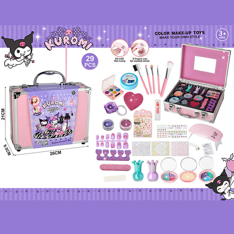 Набір косметики 768-72 C (48/2) тіні, глітер, блискітки, щітка для волосся, аксесуари для манікюру, лак, олівець, блиск, пензлики для макіяжу, лампа для манікюру, у валізі