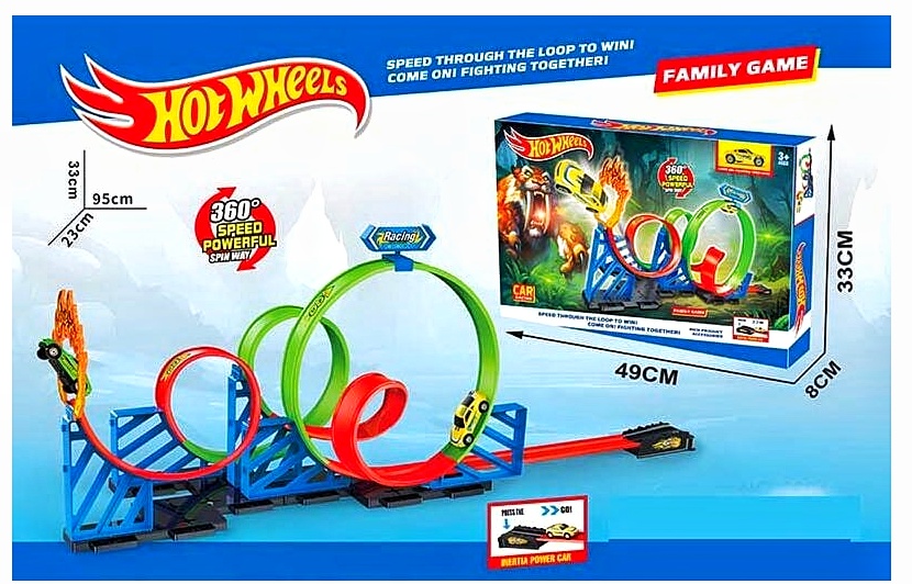 Трек 6604 «HOT WHEELS» , пускова установка , машинка з інерцією, наліпки, в коробці