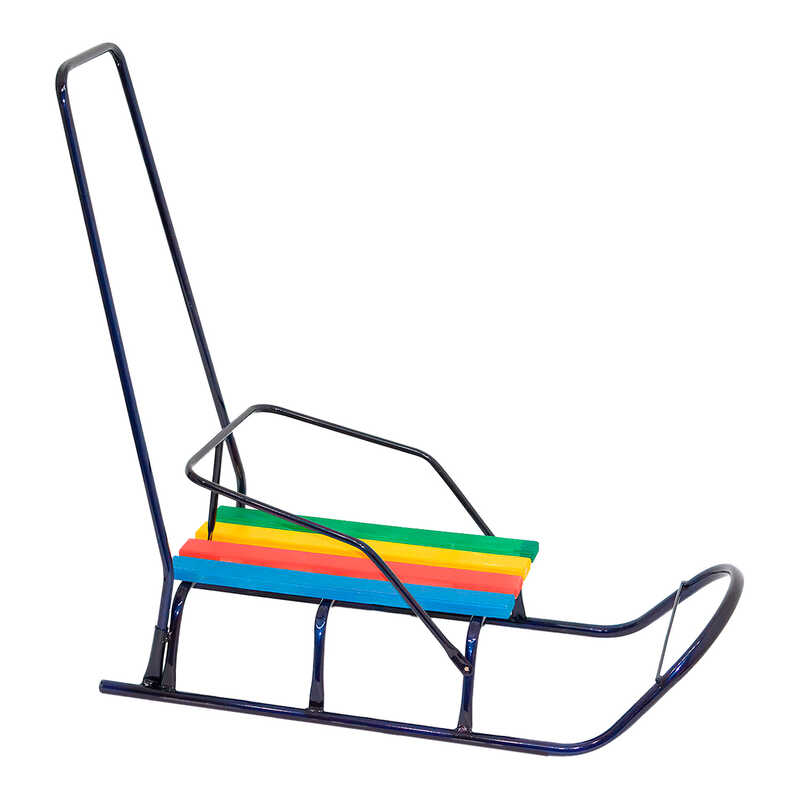 гр Сани "Класік" круглі полози - синій / З РУЧКОЮ /