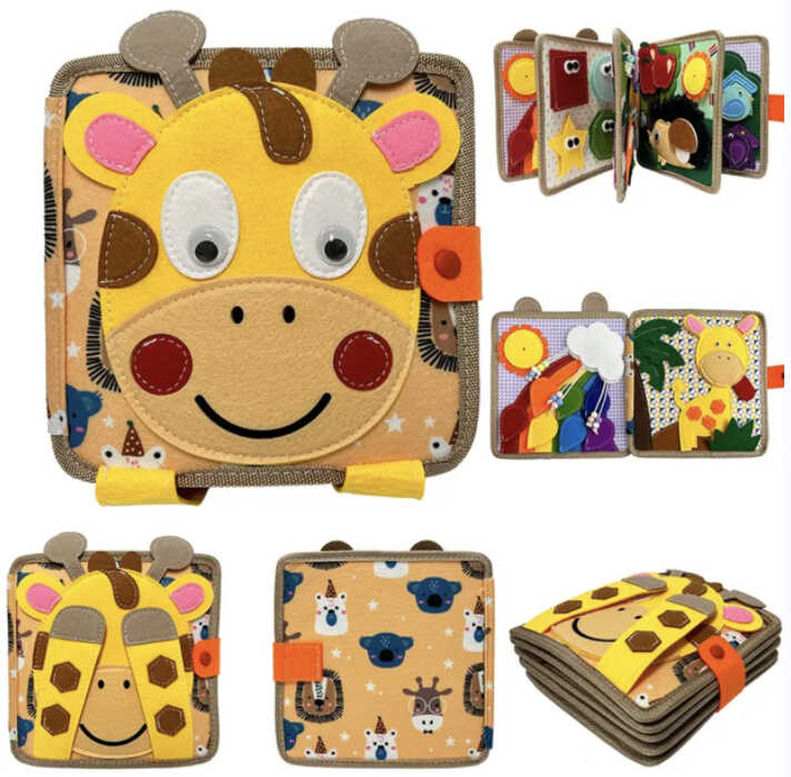 М'яка книжка-бізіборд C 64654 (36) фетровий, вивчення форм, кольорів, тварин, пальчикові ігри, на липучках, в пакеті