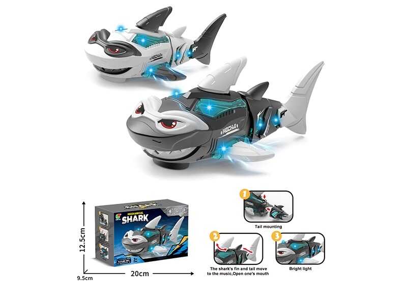 Музична акула 3382 (72/2) 2 види, підсвічування, музика, їздить, рухливий хвіст, щелепа та плавець, в коробці