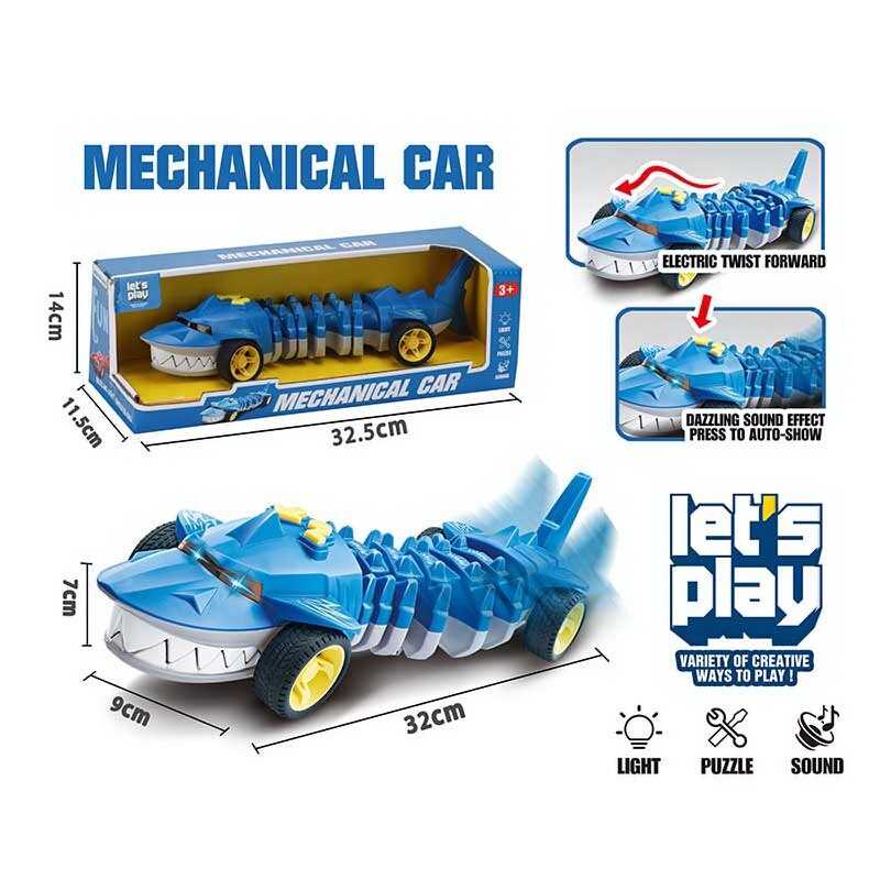 Машина музична PD 88-13 (36/2) “Акула”, звук, підсвічування, гумові колеса, в коробці