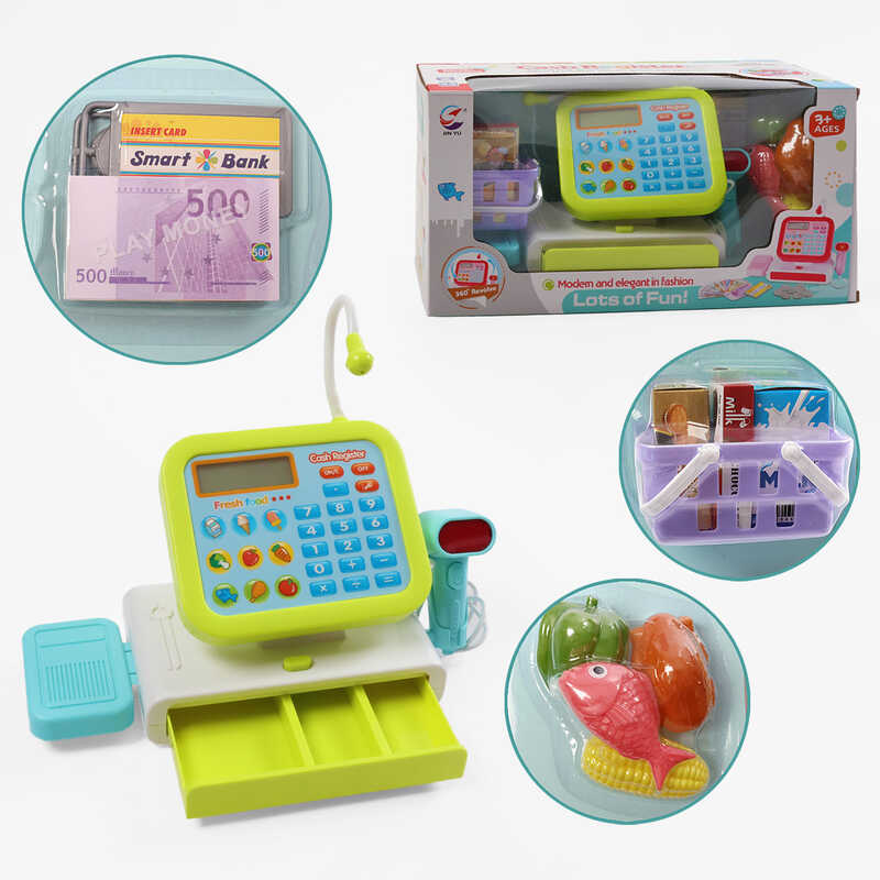 Касовий апарат 5963 В (24/2) світлові та звукові ефекти, сканер, кошик з продуктами, в коробці