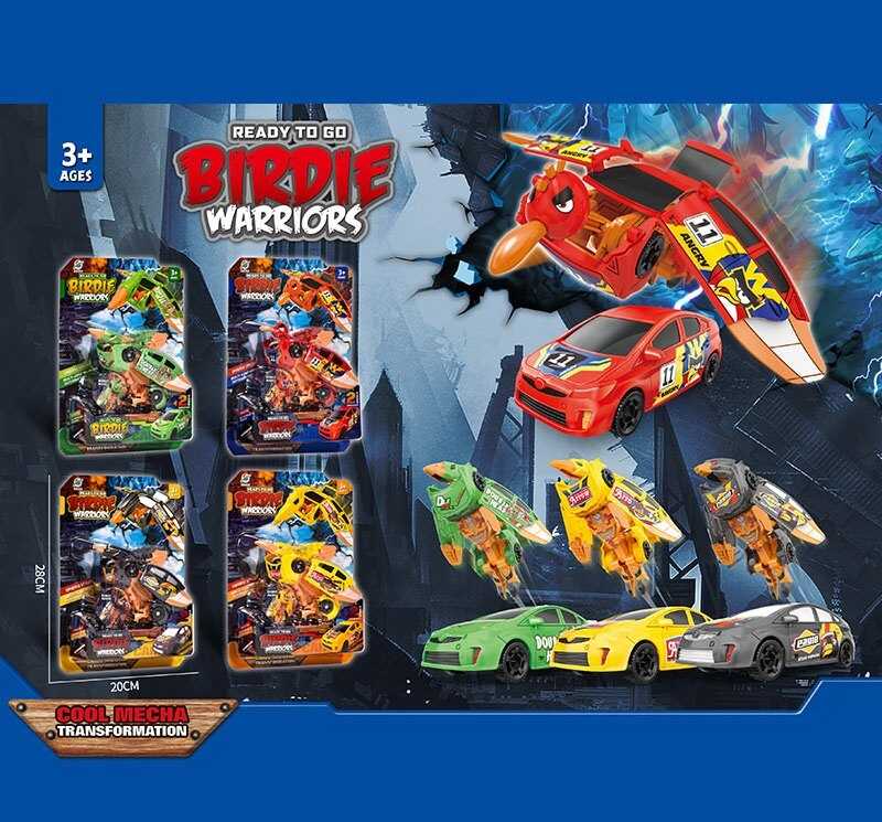 Трансформер 339-53 (96/2) 4 види, висота пташки 14 см, пластикові колеса, на листі, ВИДАЄТЬСЯ ТІЛЬКИ МІКС ВИДІВ