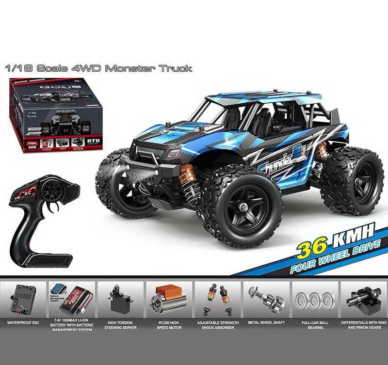 Джип на радіокеруванні HS 18314 (8) акумулятор 7.4 V, USB-кабель, пульт 2.4 G, підсвічування, протиударний корпус, 4х4, гумові шини, швидкість до 36 км/год, в коробці