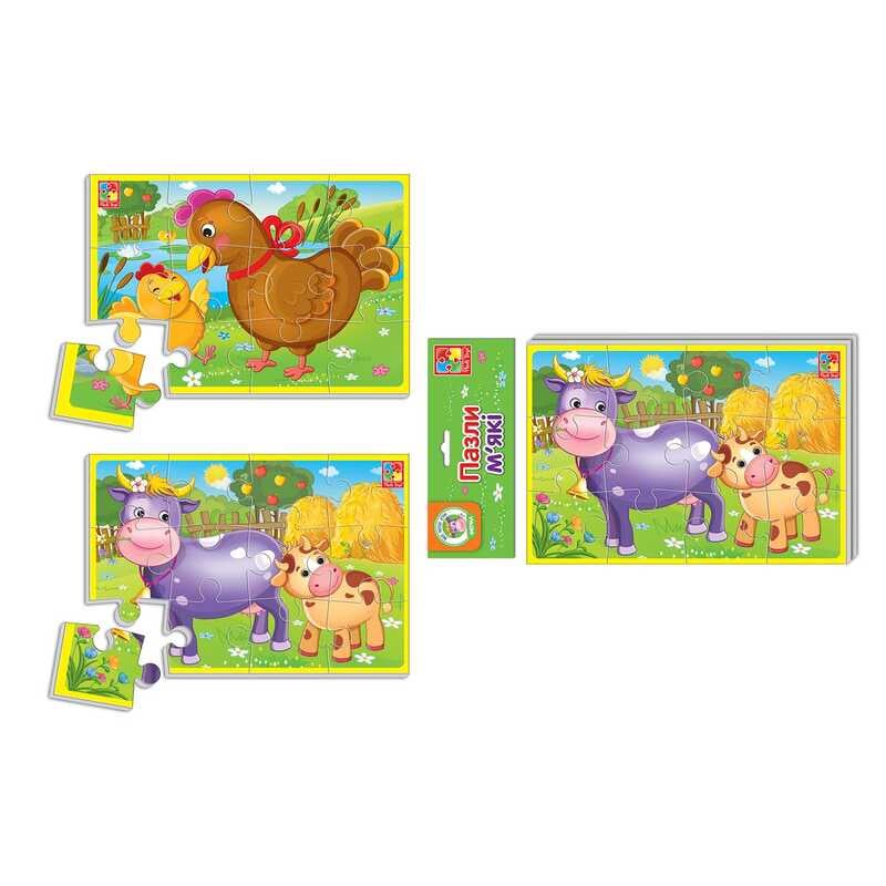 гр М'які пазли А5 "Тварини ферми" VT 1103-44 (25) укр "Vladi Toys", 12 елементів