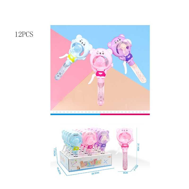 Мильні бульбашки HL 498-32 (16) ЦІНА ЗА 12 ШТУК В БЛОЦІ, ручний вентилятор, висота 21 см, в коробці