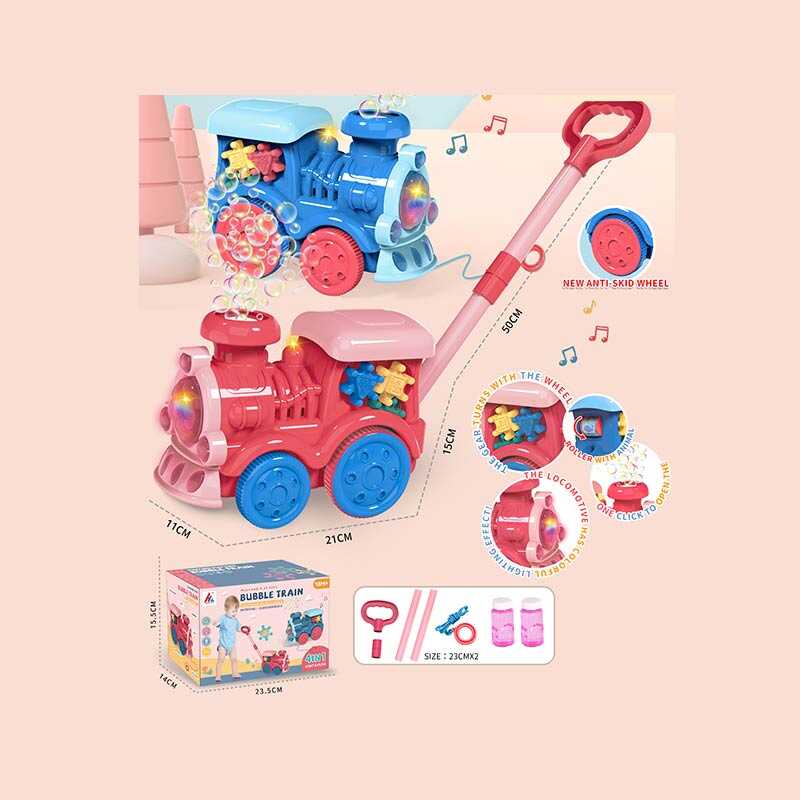 Каталка з мильними бульбашками 8525 A (24/2) 2 види, на батарейках, підсвічування, мелодія, 2 пляшечки з розчином, в коробці