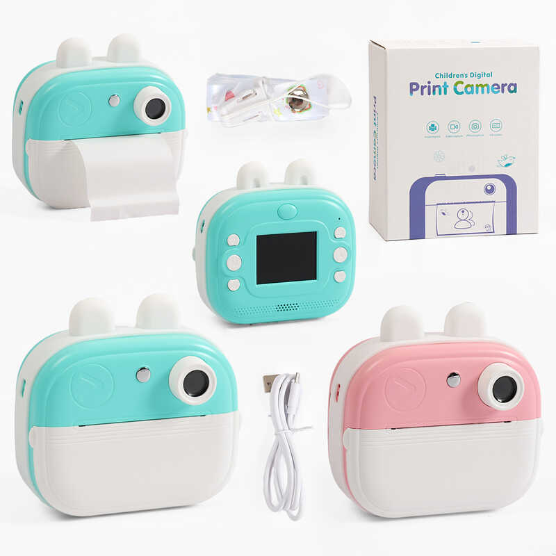 Фотоапарат-принтер C 73495 (40) 2 кольори, type-C, роз’єм для TF-карти, фото, відео, плеєр, 5 ігор, чорно-білий друк, рулон термопаперу, ремінець, в коробці