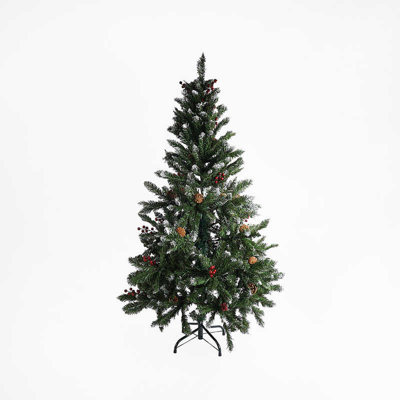 Ялинка штучна C 66874 (1) висота - 125 см, розбірна, прикрашена ягодами й шишками, в коробці