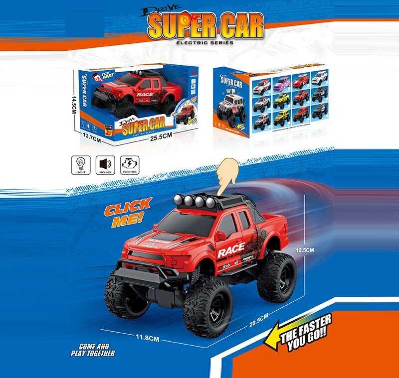 Машина музична E 25-7 (60/2) світло, звук, їздить вперед та назад, гумові колеса, масштаб 1:18, в коробці