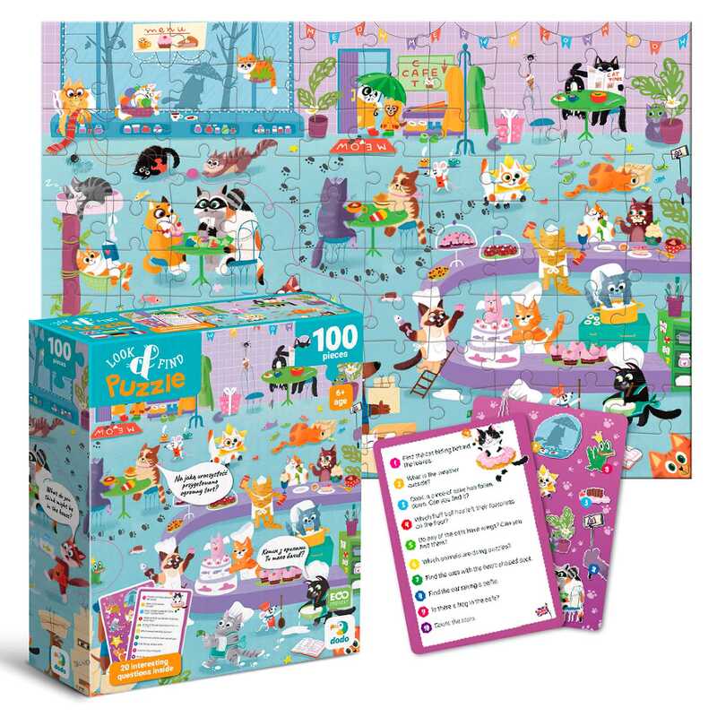 гр Пазл "Шукай та знаходь. Котяче кафе" 300667 (24) "DoDo", 100 елементів, 33х47 см, в коробці