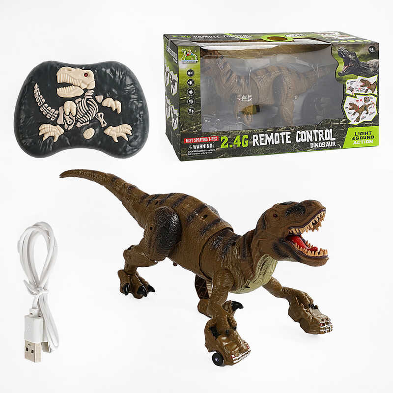 Динозавр на радіокеруванні RS 064 (A) (12/2) вбудований акумулятор, пульт 2.4 G, парогенератор, підсвічування, знімний хвіст, в коробці