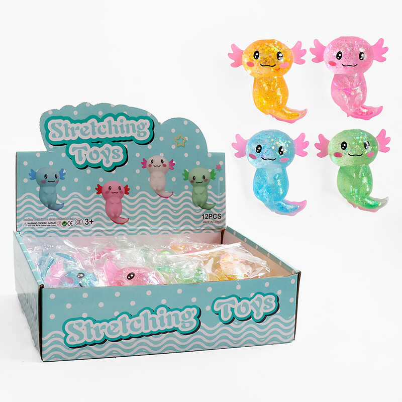 Гра антистрес C 72759 (12) ЦІНА ЗА 12 ШТУК В БЛОЦІ, “Аксолотль “, розмір - 8х10 см,  глітер, гель, в коробці