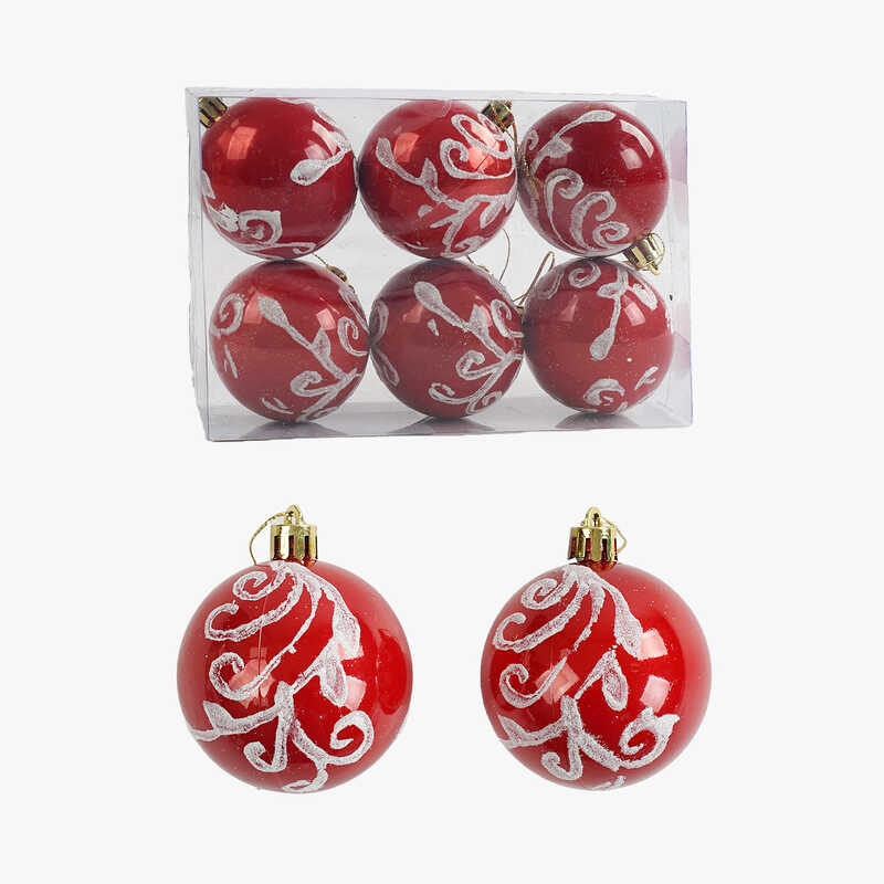 Новорічні прикраси C 67248 (120) кульки, 6 штук, діаметр 5.5см, в слюді