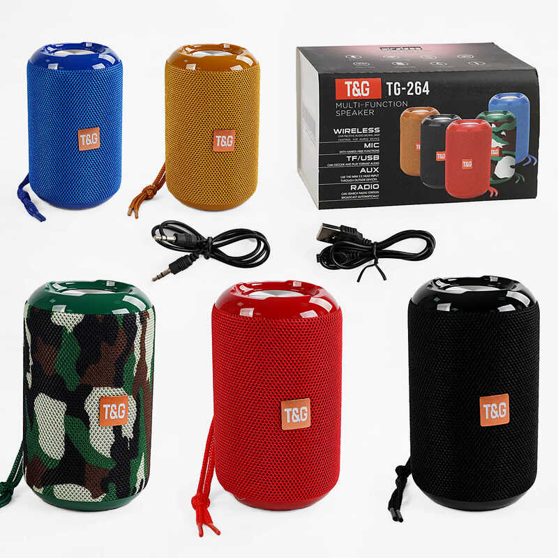 Колонка C 67916 / TG 264 (40) bluetooth, від акумулятора, micro USB, TF-картка, usb-слот, AUX-роз’єм, в коробці, ВИДАЄТЬСЯ ТІЛЬКИ МІКС ВИДІВ