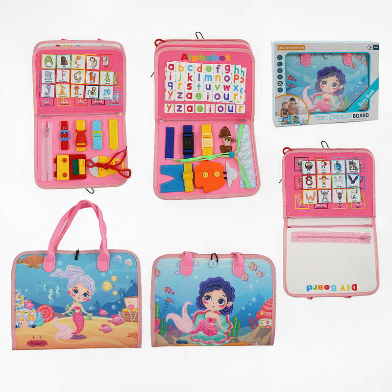 Логічна папка 432-16 A (40) фетр, англійський алфавіт, назви та зображення тварин, ремінці, мотузок, блискавки, липучки, в коробці