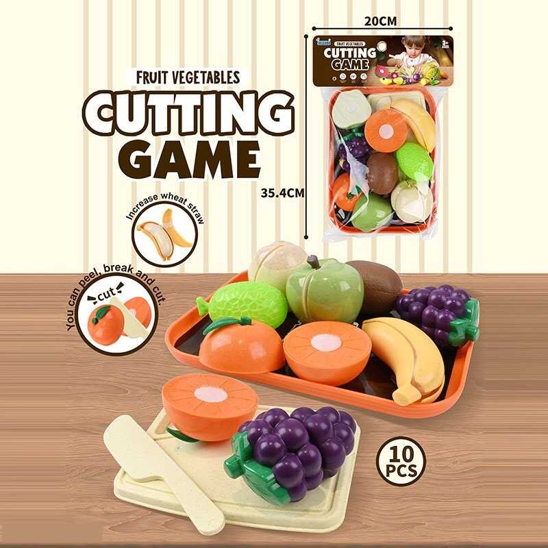 Продукти на липучці JQ 912-4 (96) 10 елементів, овочі, фрукти, таця, дощечка, ніж, в пакеті