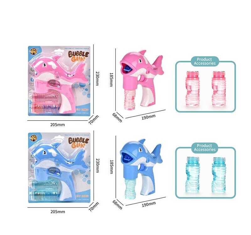 Пістолет з мильними бульбашками MY 10095 Y-2 (72/2) 2 кольори, “Дельфінчик”, підсвічування, 2 мильних розчини, автоматичний принцип, музика, на батарейках, на листі