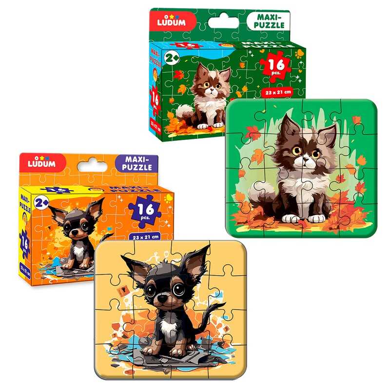 гр Максі-пазл "Котик3+Собачка" ME5032-08 (60) "Ludum", 2 пазли по 16 елементів, в коробці