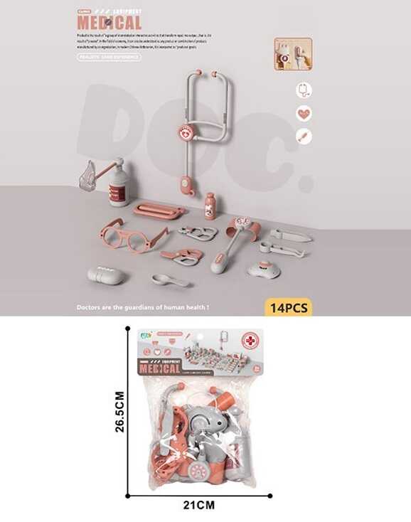 Набір лікаря YJ-H 1-27 (168/2) 14 елементів, окуляри, пляшечки, ножиці, щипці, в пакеті