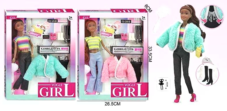 Лялька WX 257-3 , 2 види, 30 см, аксесуари, гребінець, сумочка, шарнірні суглоби, знімний одяг, прошите волосся, в коробці