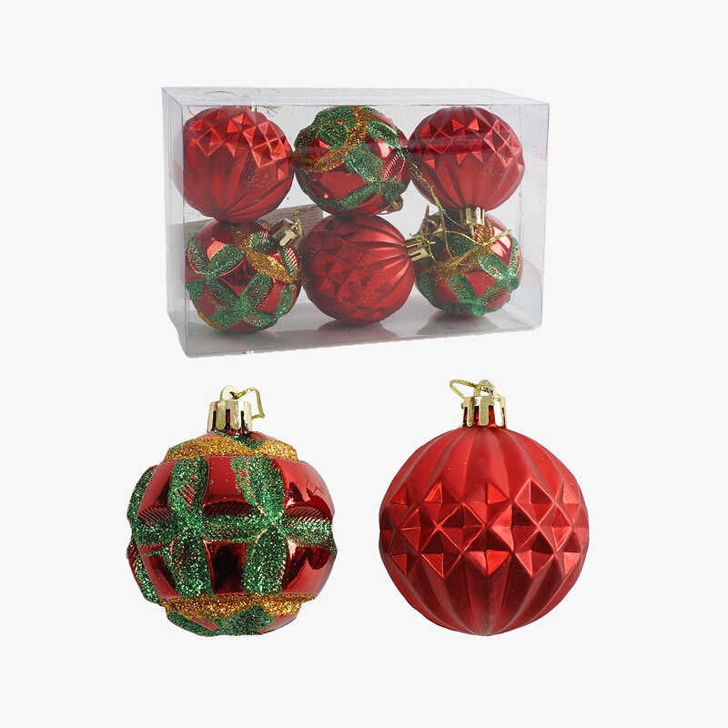 Новорічні прикраси C 67254 (120) 6 штук, кульки, D=5 см, у слюді
