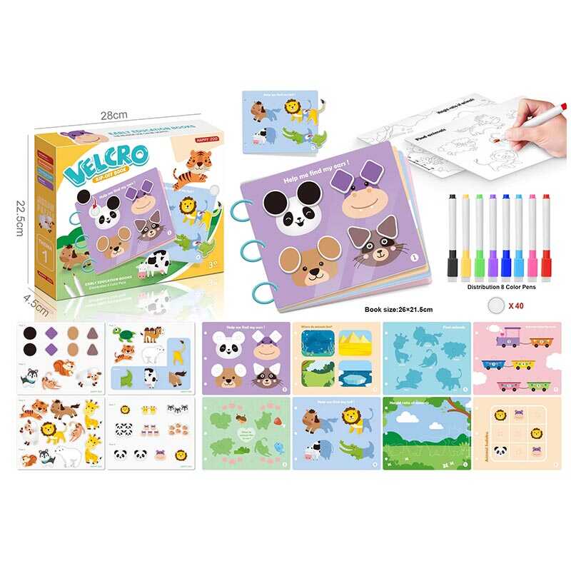 Гра з липучками 333-4 (72/2) багаторазова розмальовка, 8 маркерів, в коробці