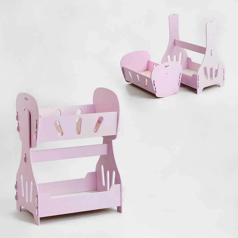 гр Ліжечко для ляльок, качалка, двоярусне №8005 (1) рожеве "МАСЯ", в коробці