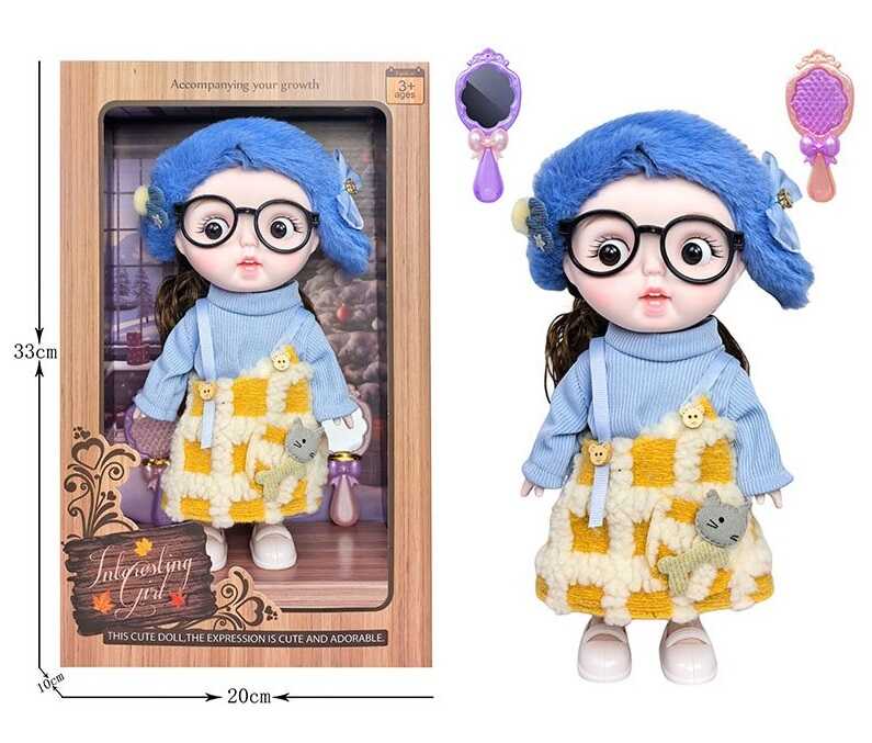Лялька 3808 B23 (36/2) висота 27 см, пісні англійською, вітається, сміється, підсвічування, шарнірні кінцівки, окуляри, дзеркальце, щітка, в коробці