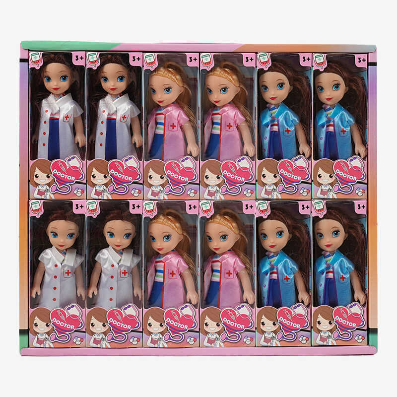 Набір ляльок TT 61 A (40/2) ЦІНА ЗА 12 ШТУК В БЛОЦІ, висота 15см, гумова голова, знімний одяг, рухливі руки, в коробці