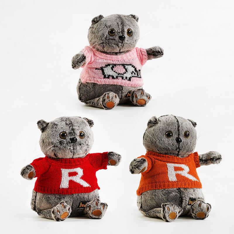 М`яка іграшка M 16177 (150) 3 види, кіт у светрі, висота 31 см, ВИДАЄТЬСЯ ТІЛЬКИ МІКС ВИДІВ