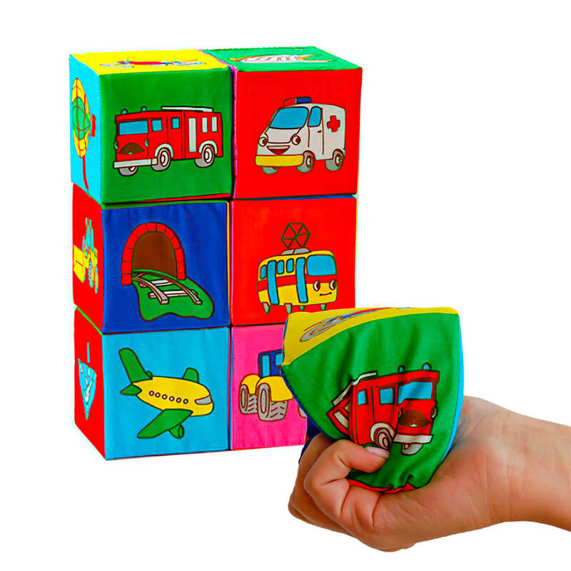 гр Набір MC090601-12 кубиків "Транспорт" (20) "Масік", 6 кубиків, в пакеті