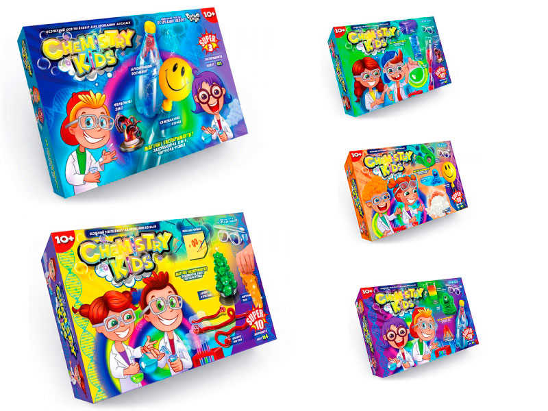 гр Набір для проведення дослідів "CHEMISTRY KIDS" CHK-01U, 02U, 03U, 04U укр. 4 види (4) "Danko Toys" ВИДАЄТЬСЯ МІКС ВИДІВ