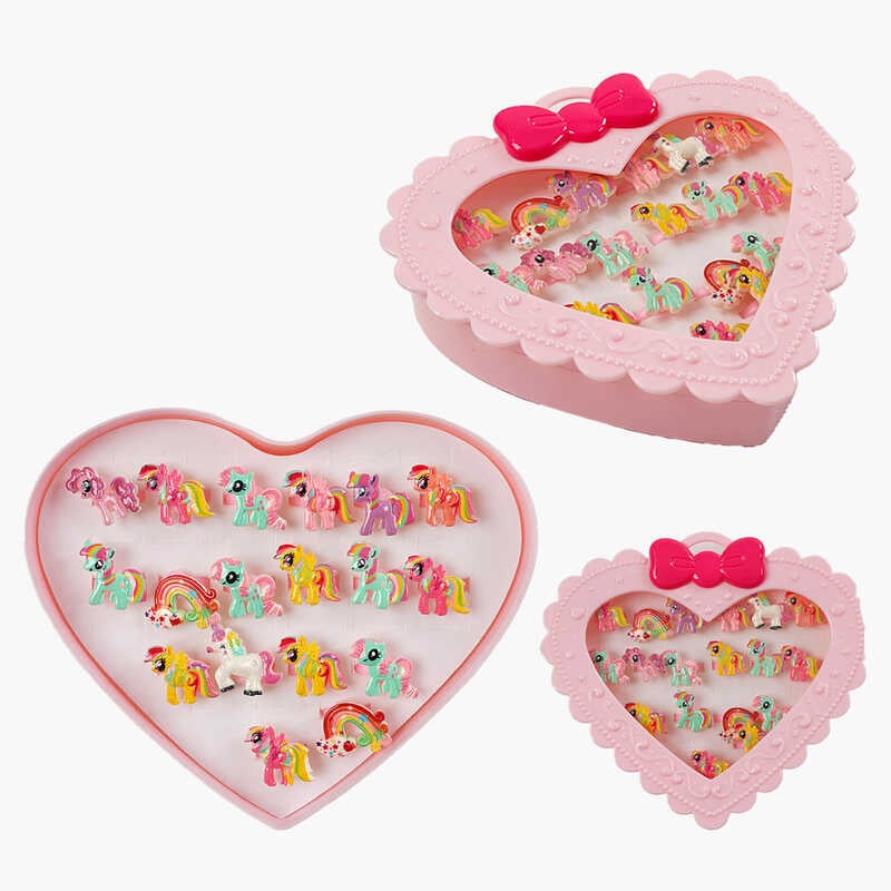 Набір прикрас A 059 B (120/2) 18 каблучок, пластикова основа каблучки, регулюється об'єм, у боксі